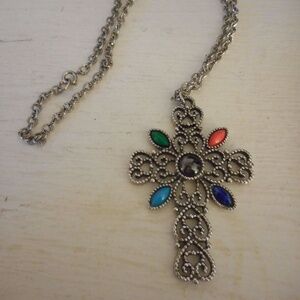 Avon necklace pendant cabochon Romanesque Cross